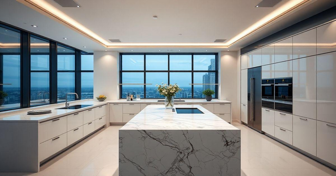 Ilha de M&aacute;rmore para Cozinha: Estilo e Funcionalidade