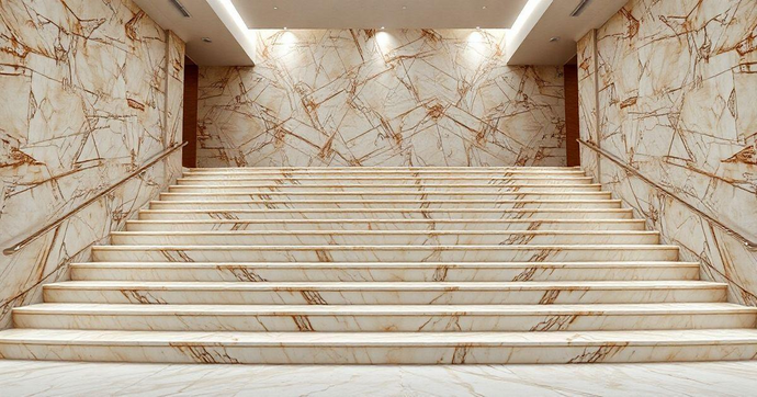 Escada de M&aacute;rmore Travertino: Eleg&acirc;ncia e Durabilidade