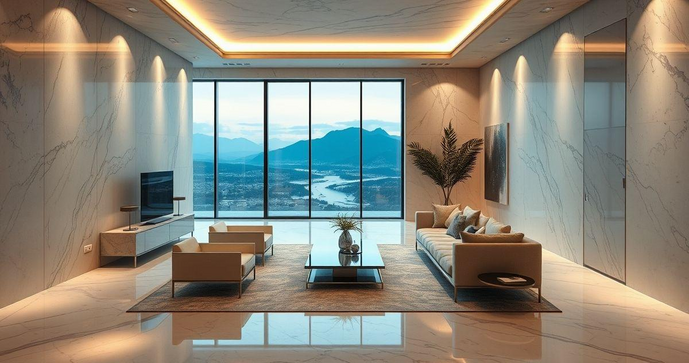 Cimento queimado com efeito marmorizado transforma ambientes com eleg&acirc;ncia e sofistica&ccedil;&atilde;o