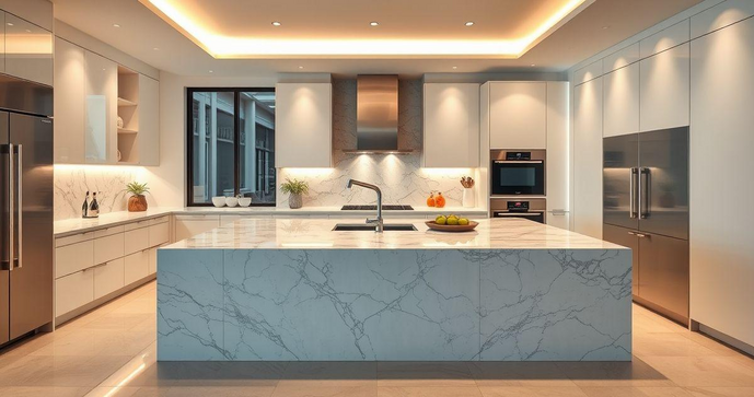 Ilha de M&aacute;rmore para Cozinha: Transforme Seu Espa&ccedil;o com Estilo e Funcionalidade