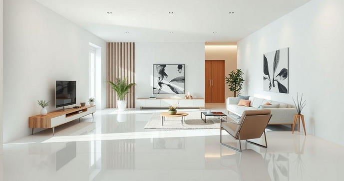 Microcimento branco transforma ambientes com eleg&acirc;ncia e versatilidade